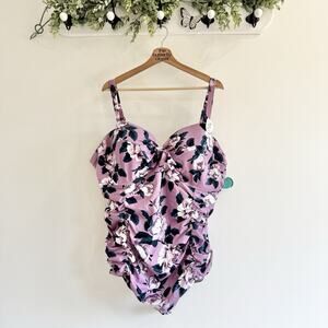 Torrid Purple Floral One Piece Swimsuit Fuller Bust New 5F AD